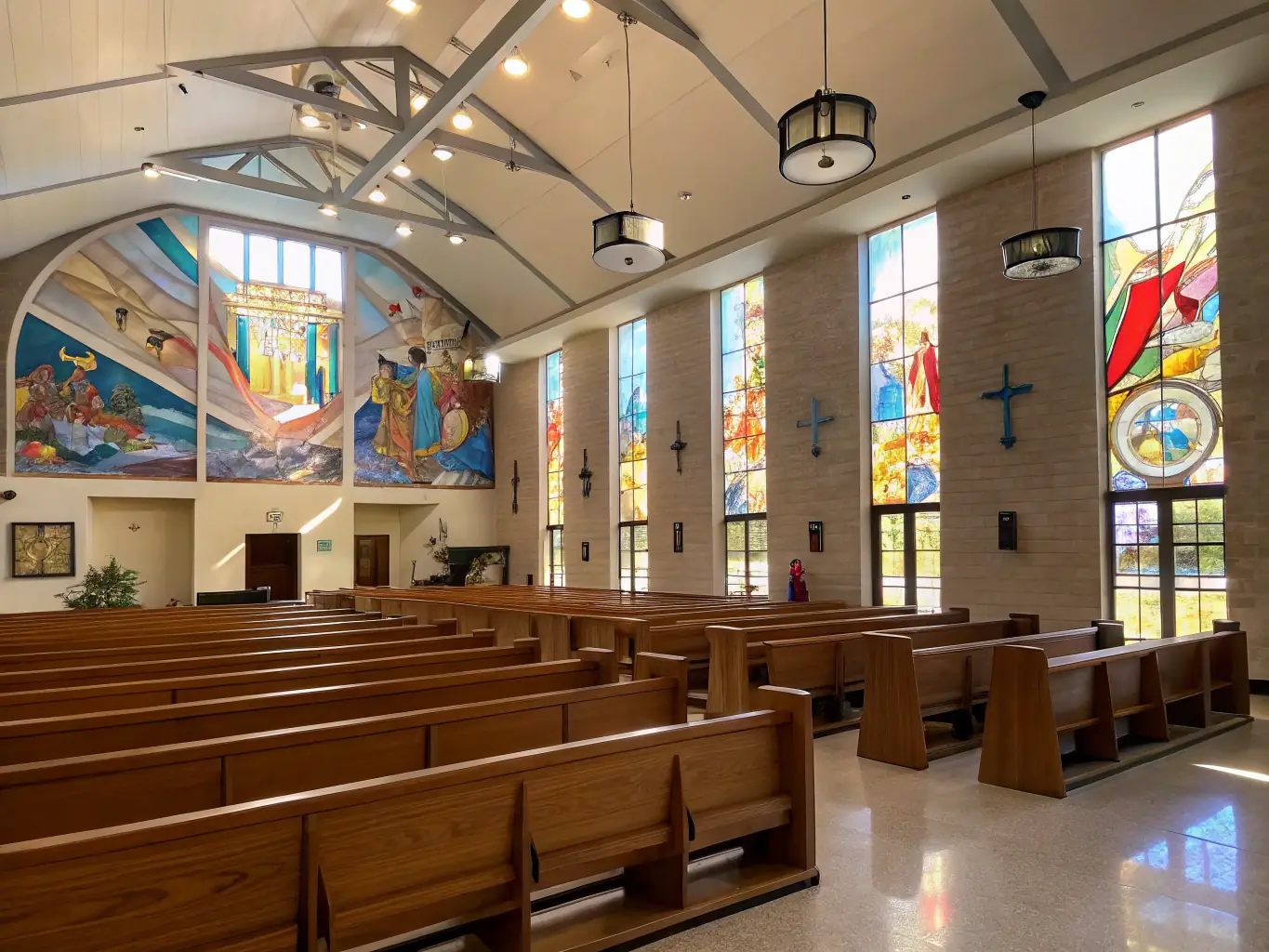 A clear and crisp image of a high-resolution projector displaying a sermon on a large screen in a church setting, emphasizing the importance of visual communication.